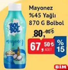 BOLBOL MAYONEZ %45 YAĞLI 870 G